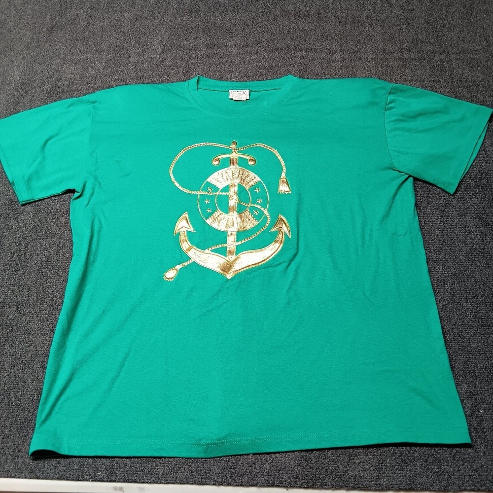 Vintage Epix Yacht Club Shirt Women One Size Green Shoulder Padded 90s‎